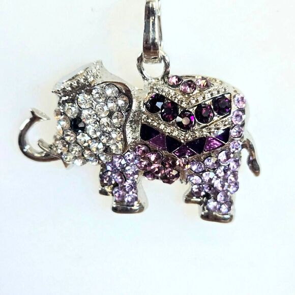 Sparkling Swarovski elements Rhinestone Elephant Pendant Necklace 💜 - Picture 3 of 6